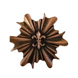 Antique Bronze Fleur-De-Lis Pin Brooch With Sunburst Design